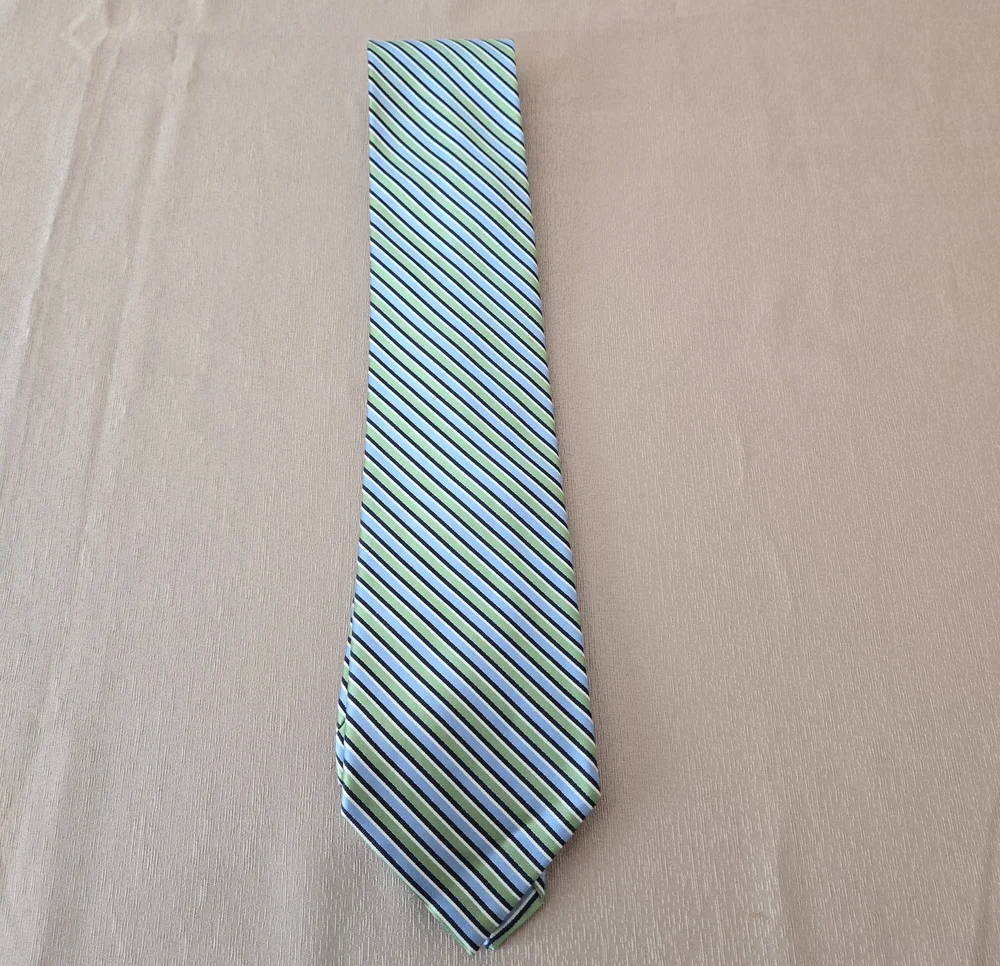 IZOD Men's Blue Green Striped Necktie | Classic Business Dress Tie